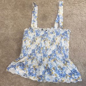 FLORAL RUFFLE TANK TOP